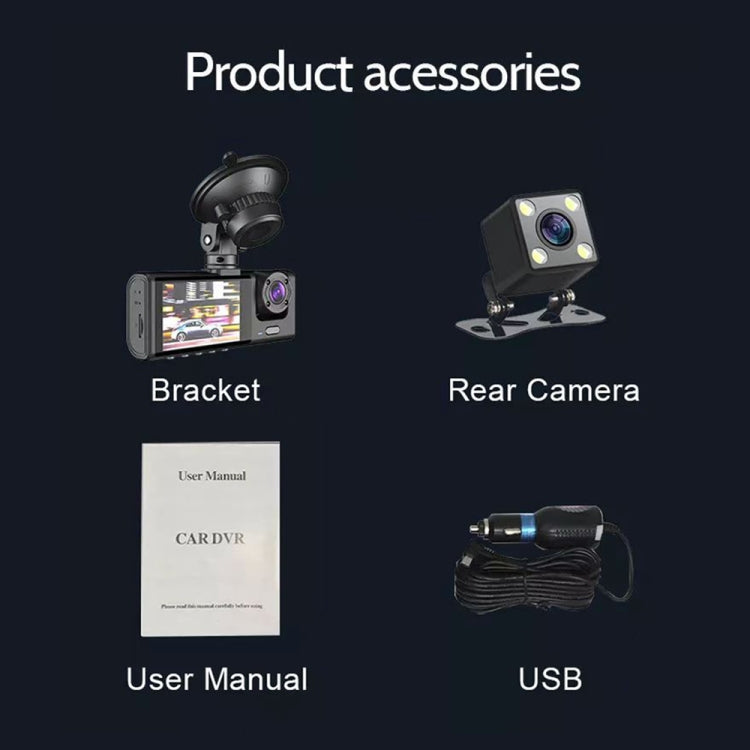A1 3-lens Video HD  Car Driving Recorder