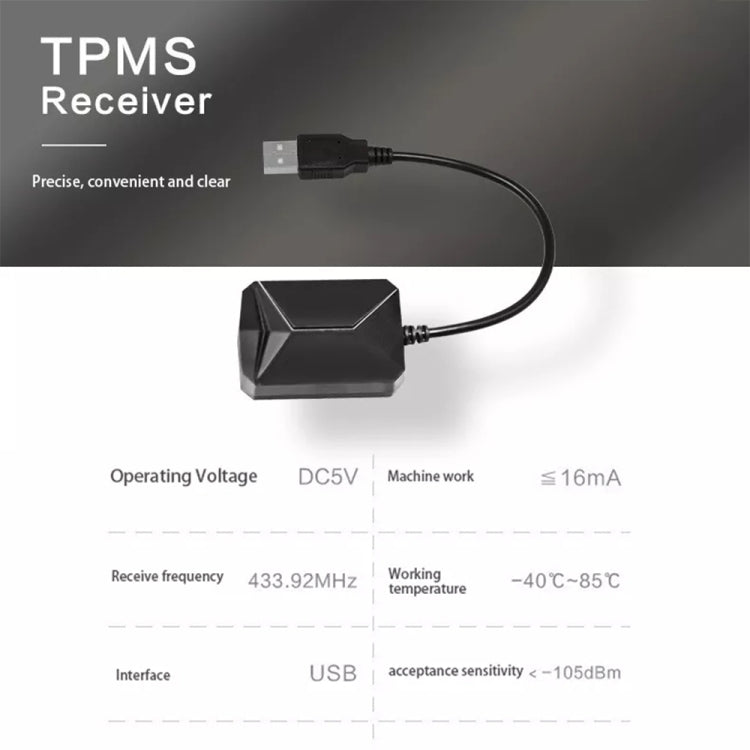 USB TPMS Tire Pressure Monitoring System Android with Internal Sensor for Car Radio DVD Player, with Internal Sensor
