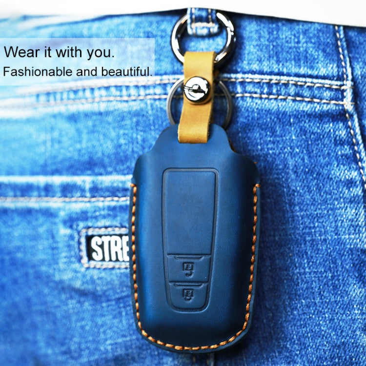 For Toyota Car Cowhide Leather Key Protective Cover Key Case, Three Keys Version, For Toyota