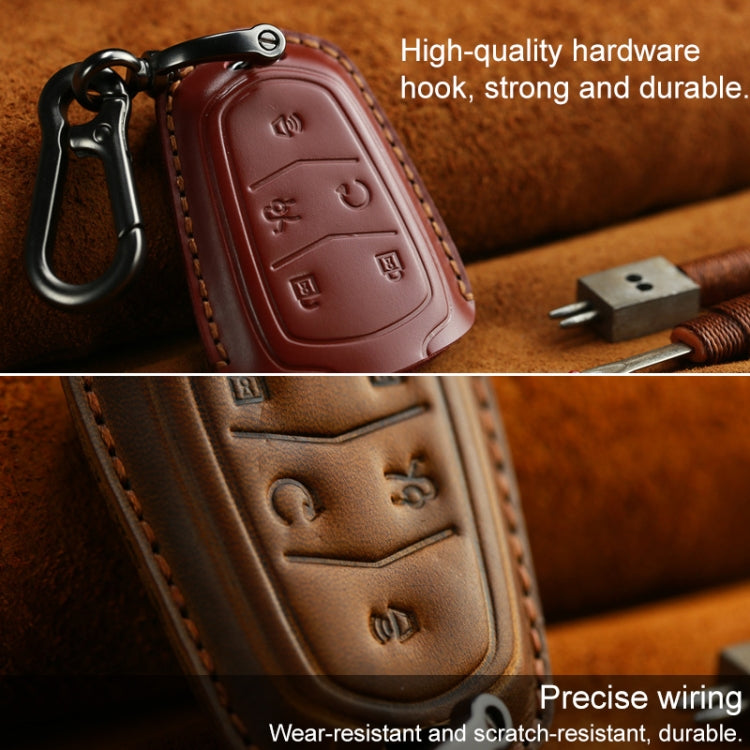 For Cadillac Car Cowhide Leather Key Protective Cover Key Case, Five Keys Version, For Cadillac, Five Keys Version, For Cadillac