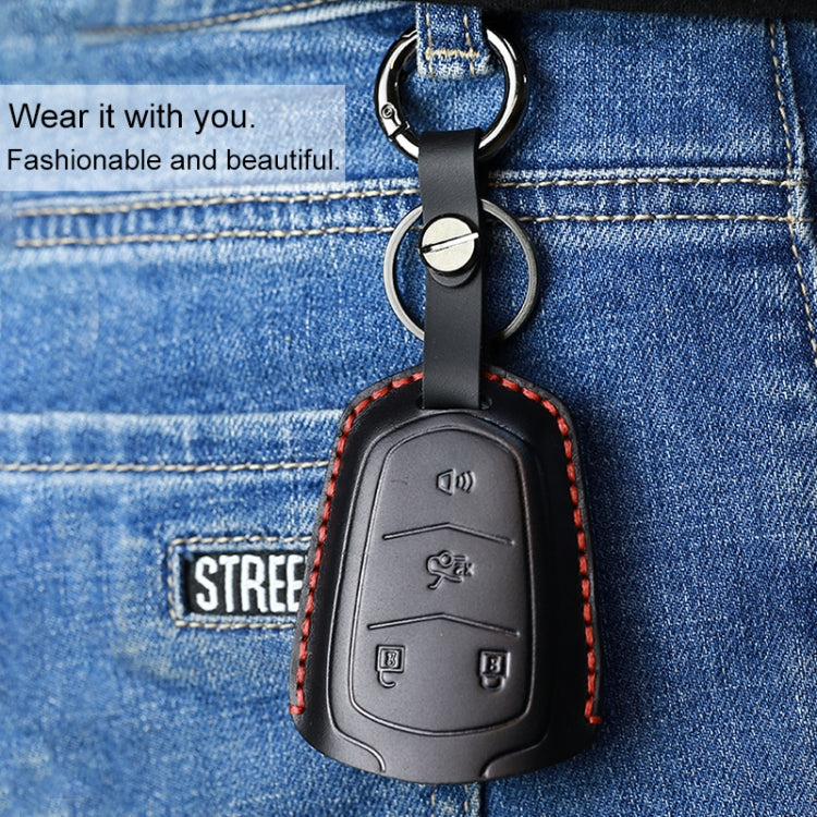 For Cadillac Car Cowhide Leather Key Protective Cover Key Case, Five Keys Version, For Cadillac, Five Keys Version, For Cadillac