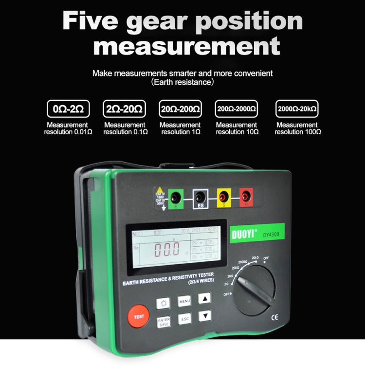 DUOYI DY4300 Higher Accuracy Digital Ground Resistance Tester, DY4300