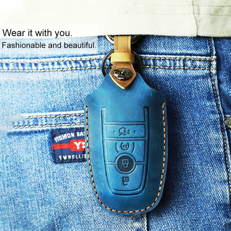 For Ford Car Cowhide Leather Key Protective Cover Key Case, Three Keys Version, For Ford, Three Keys Version