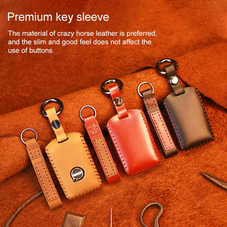 For Volvo Single Slit Style Car Cowhide Leather Key Protective Cover Key Case, For Volvo Single Slit Style