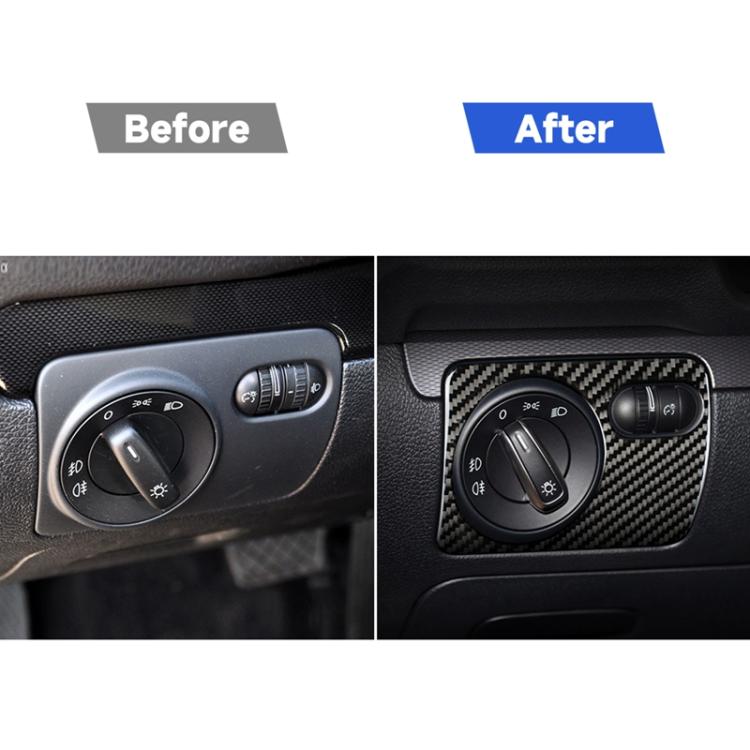 Carbon Fiber Car Headlight Switch Panel Decorative Sticker for Volkswagen Golf 6 2008-2012, Left Driving