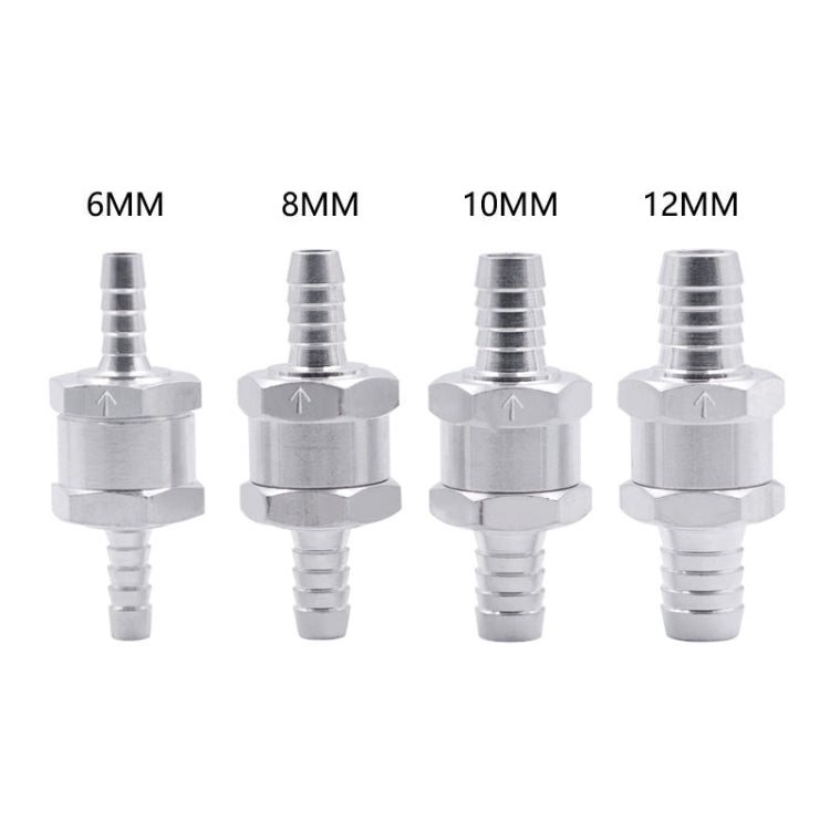 Car 6mm Aluminium Alloy Fuel Petrol One Way Non Return Check Valve, 6mm Silver