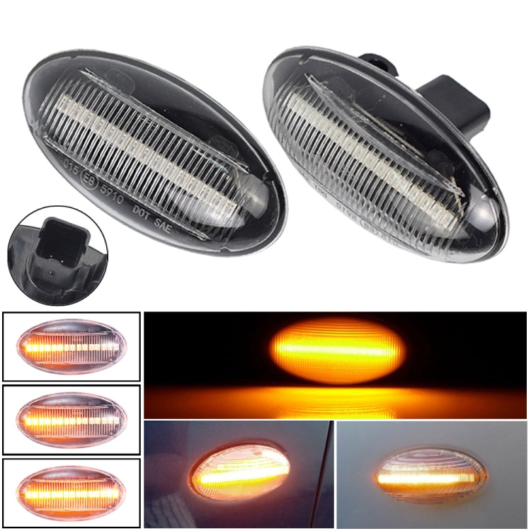 2pcs For Peugeot 1007 Car Dynamic LED Fender Side Light 817300H010, For Peugeot 1007 (Transparent), For Peugeot 1007 (Transparent Black)