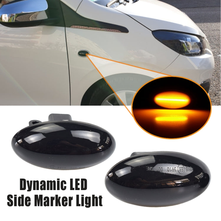 2pcs For Peugeot 1007 Car Dynamic LED Fender Side Light 817300H010, For Peugeot 1007 (Transparent), For Peugeot 1007 (Transparent Black)