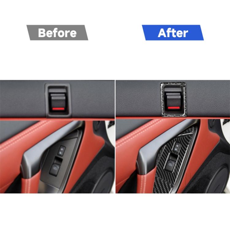 6 PCS Car Carbon Fiber Window Lift Button Door Lock Decorative Sticker for Nissan GTR R35 2008-2016, RightDrive