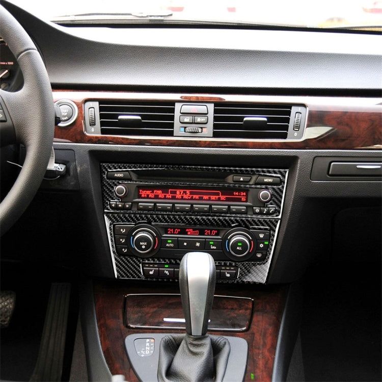 Carbon Fiber Car Central Control CD Panel Decorative Sticker for BMW E90 / E92 2005-2012, Non Navigation with Hole, CD Panel(Non Navigation with Hole)