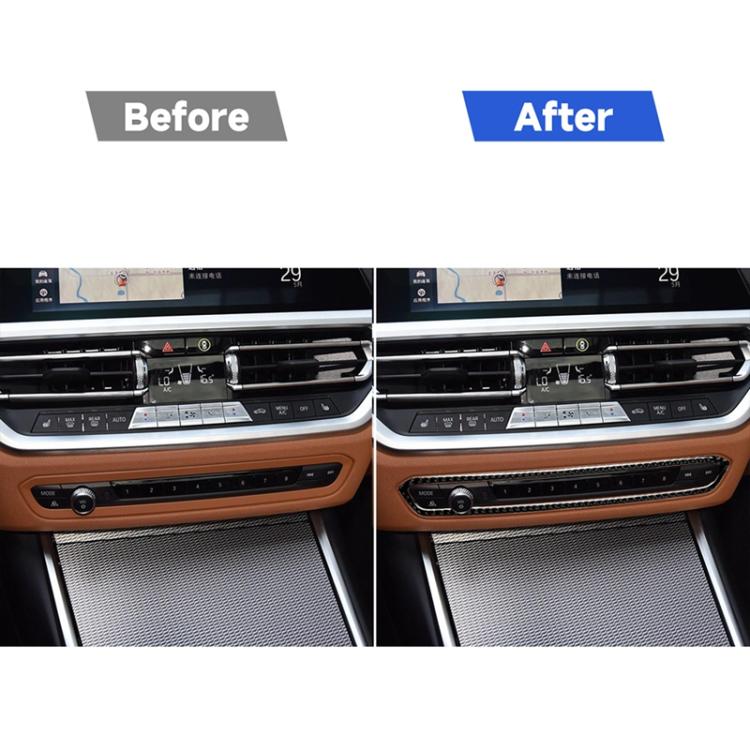 Car Carbon Fiber CD Button Frame Decorative Sticker for BMW 3 Series G20/G28/325Li/330d/335 2019-2020, Left and Right Drive Universal