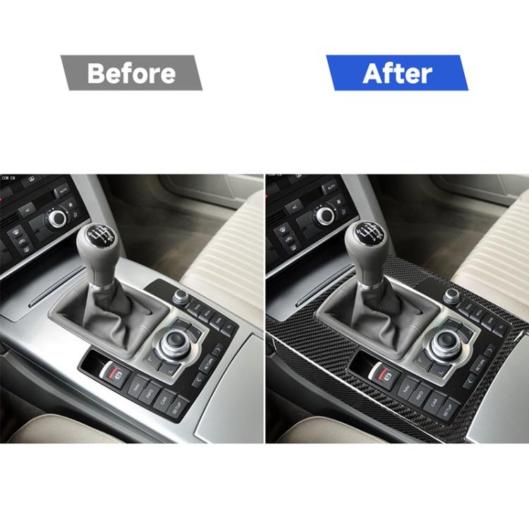 Car Carbon Fiber Gear Shift Position + Side Panel Decorative Sticker for Audi A6 2005-2011, Left Drive, High Configuration, Gear Shift Position Left Drive, High Configuration