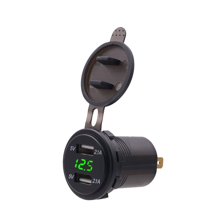 Universal Car Dual Port USB Charger Power Outlet Adapter 4.2A 5V IP66 with LED Digital Voltmeter + 60cm Cable, 4.2A Voltmeter + 60cm Cable(Blue Light), 4.2A Voltmeter + 60cm Cable(Green Light), 4.2A Voltmeter + 60cm Cable(Red Light)