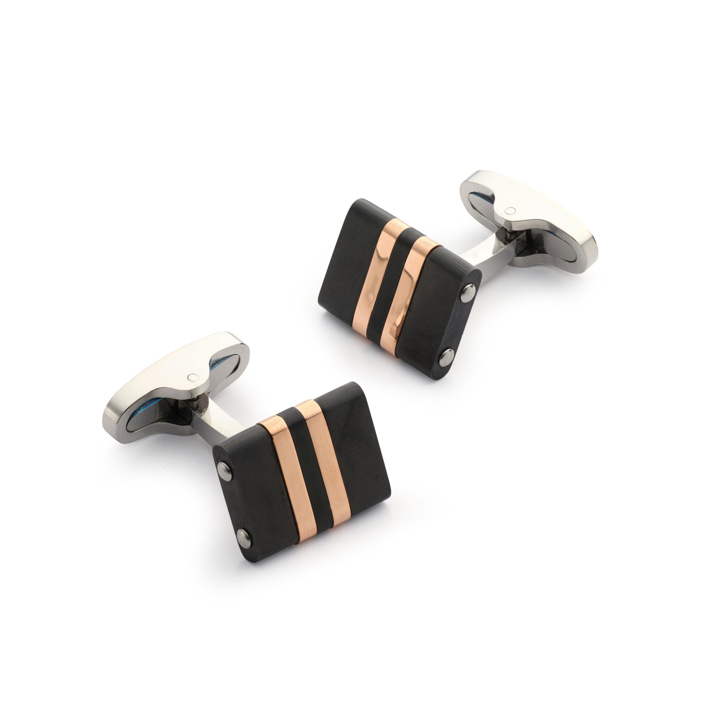 Stratos Cufflinks in Rose Gold & Black
