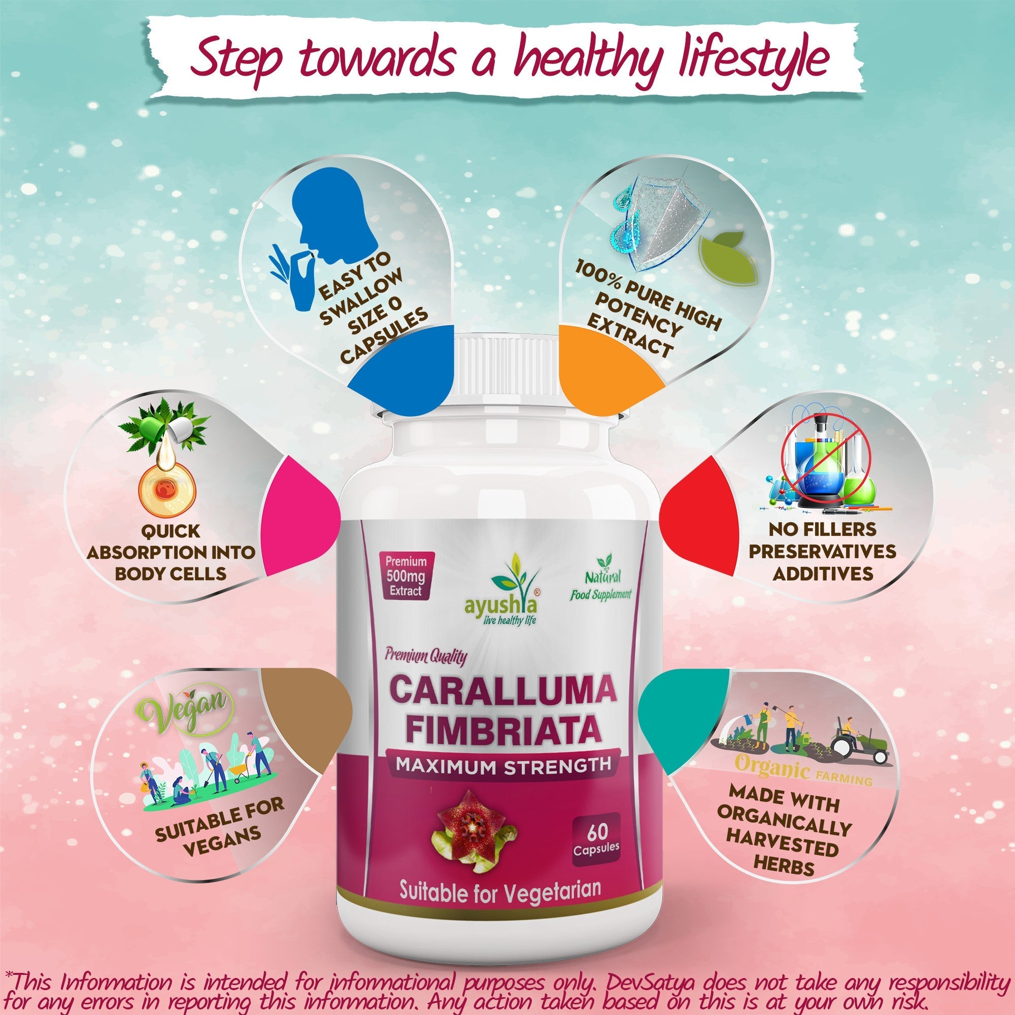 Ayushya Caralluma Fimbriata Capsules (Famine Food) Appetite Balance Support - Vegan, Gluten Free, Non-GMO, 60 Capsules