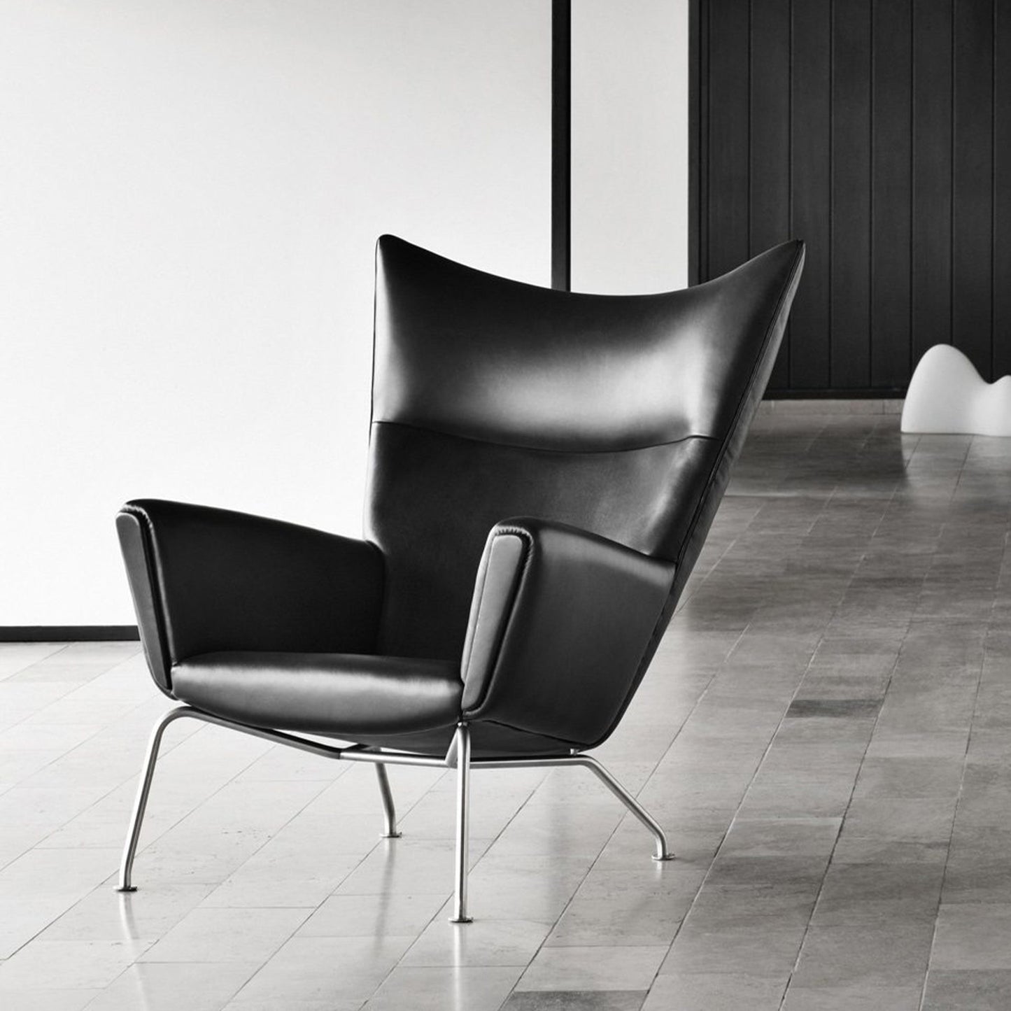 Carnaby High Back Armchair with Ottoman, Black