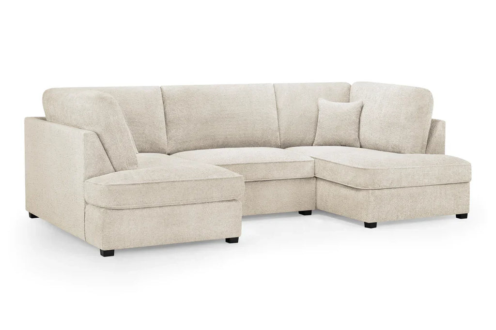 Carnaby U-Shape Corner Sofa | Boucle Fabric | Beige & Grey