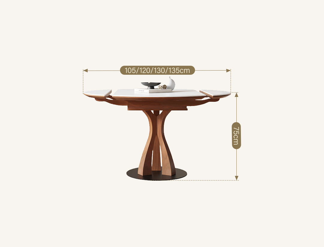 Caruso Round Extending Dining Table, Sintered Stone, White