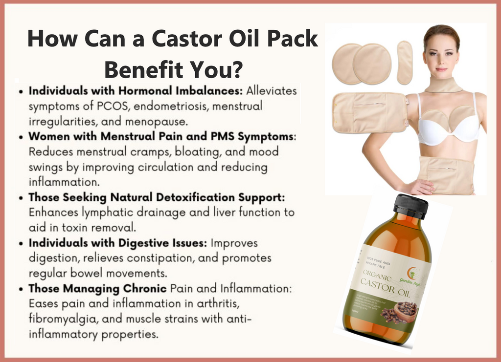 Organic Castor Oil 4 Piece Pack with a Body, a Neck & a Chest/Breast Wrap (Up to 40" Waist)
