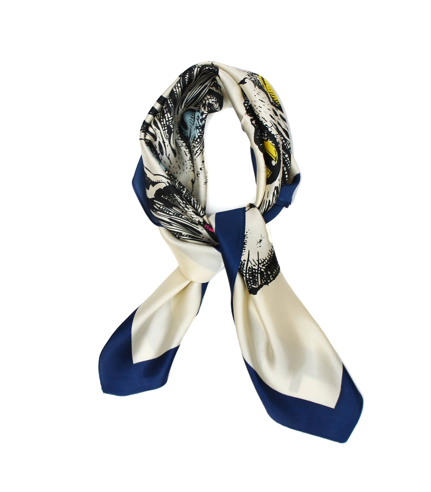 Blue Cat Portrait Scarf Thin Silky Womens Summer Spring