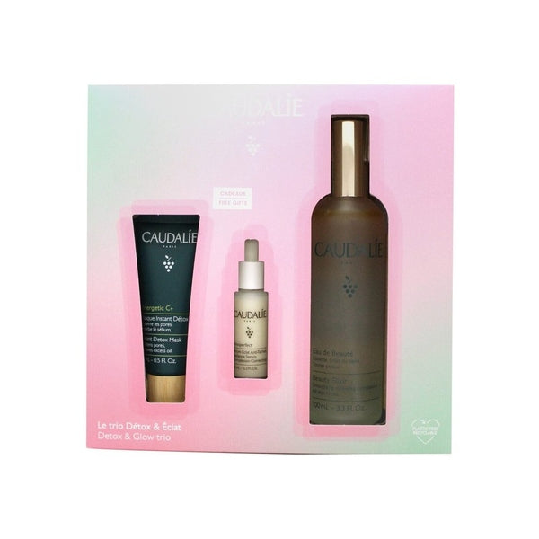 Caudalie Detox & Radiance Trio Gift Set 100ml Beauty Elixir + 10ml Vinoperfect Radiance Serum Complexion Correcting + 15ml Vinergetic C+ Instant Detox Mask
