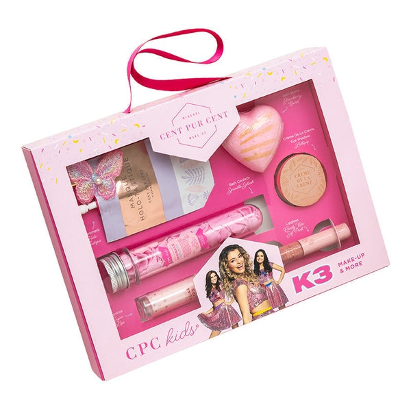 Cent Pur Cent CPC Kids K3 Julia Make-Up Gift Set 7 Pieces (This gift set contains:

lip balm
hair clip
face mask
bath sprinkle
bath bomb
lip gloss
Eye Shadow)