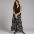Black Tie Dye Effect Elastic Waist Maxi Skirt