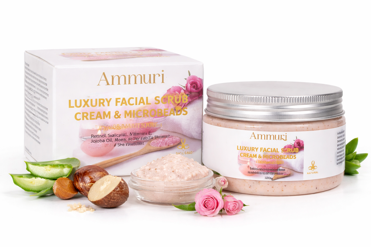 Ammuri Rose Retinol Facial Scrub | Exfoliating Face Polish for Radiance