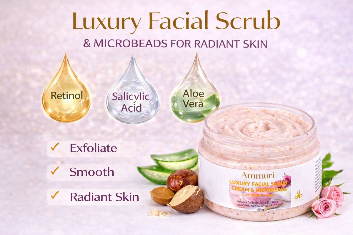 Ammuri Rose Retinol Facial Scrub | Exfoliating Face Polish for Radiance