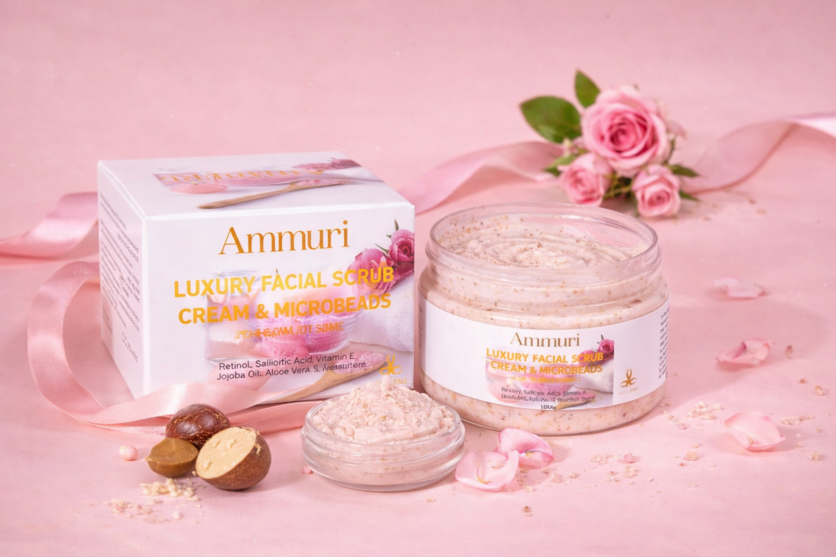 Ammuri Rose Retinol Facial Scrub | Exfoliating Face Polish for Radiance