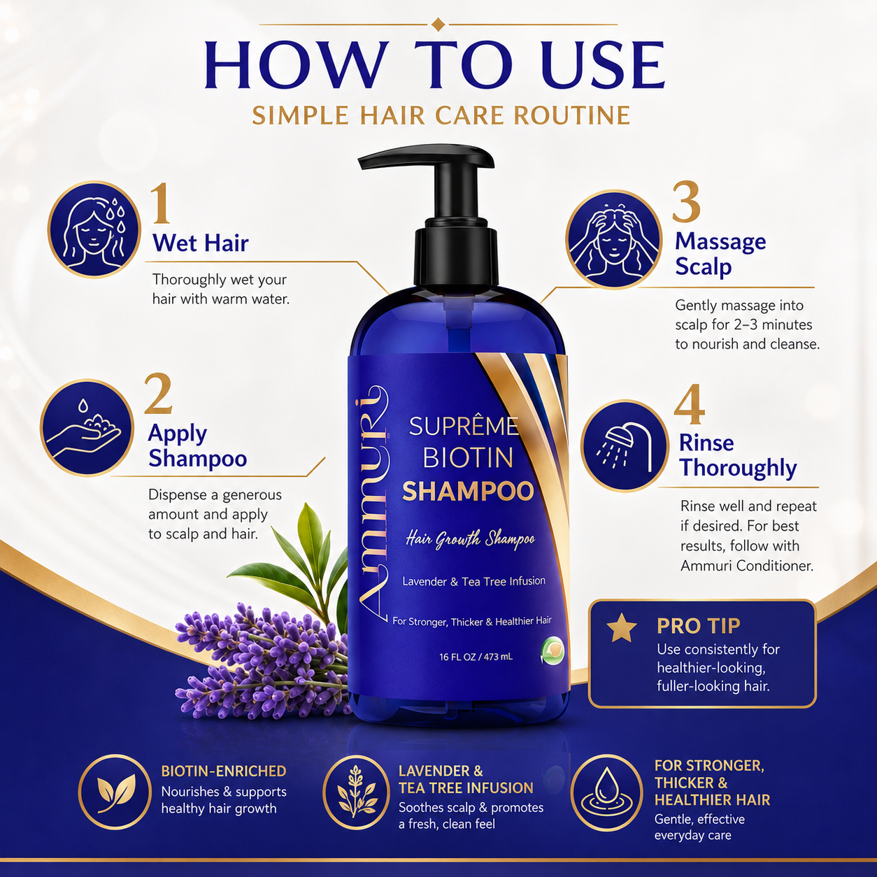 Ammuri Biotin & Caffeine Shampoo — Set of 2 x 473ml | Fuller-Looking Hair