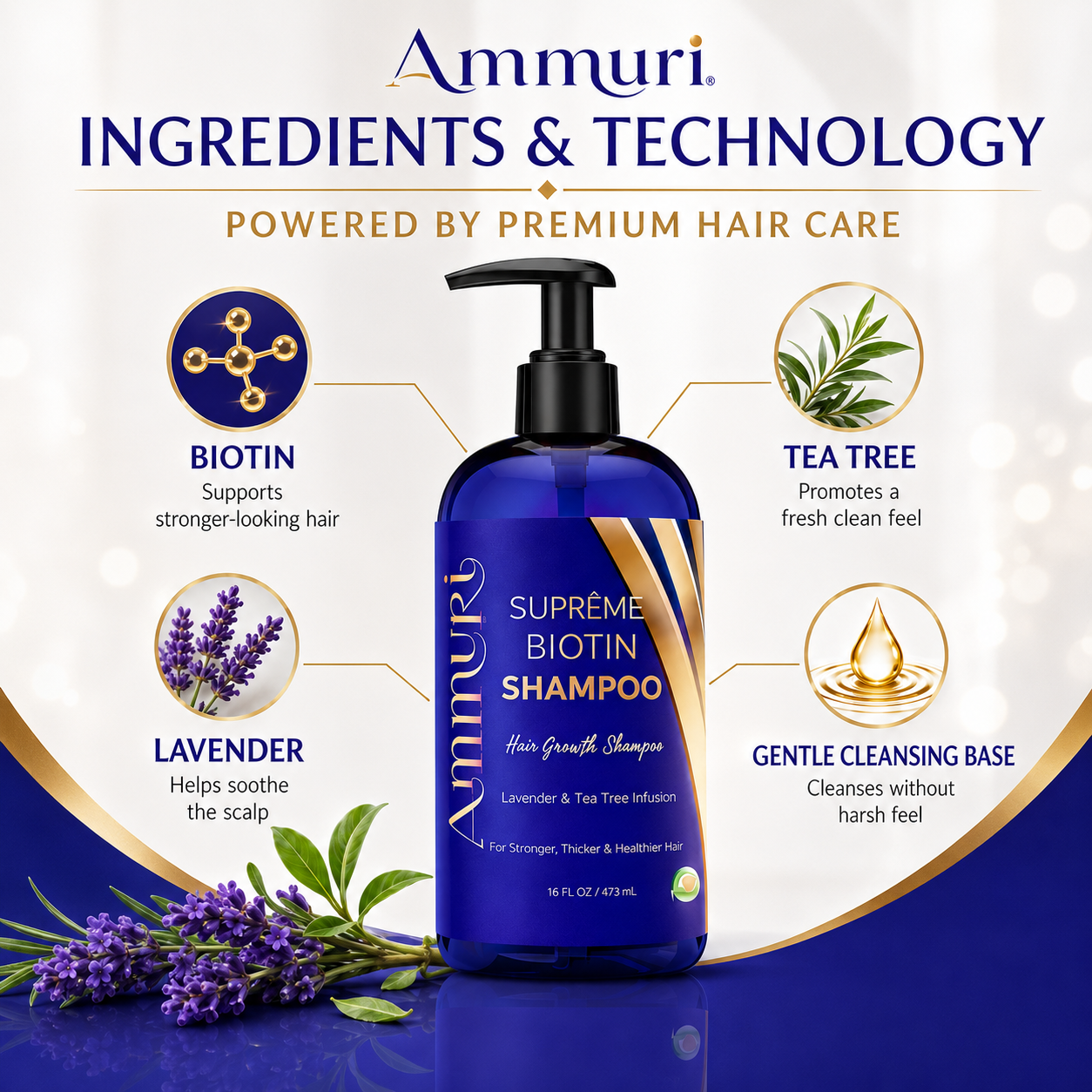 Ammuri Biotin & Caffeine Shampoo — Set of 2 x 473ml | Fuller-Looking Hair