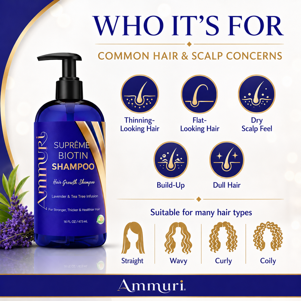 Ammuri Biotin & Caffeine Shampoo — Set of 2 x 473ml | Fuller-Looking Hair