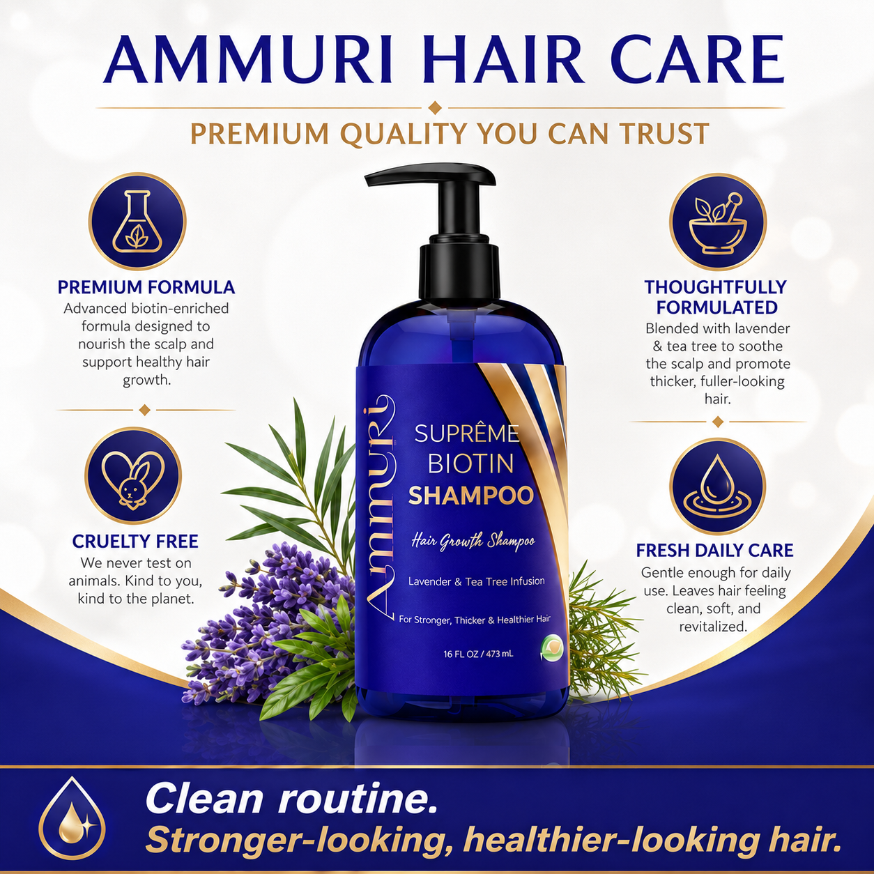 Ammuri Biotin & Caffeine Shampoo — Set of 2 x 473ml | Fuller-Looking Hair