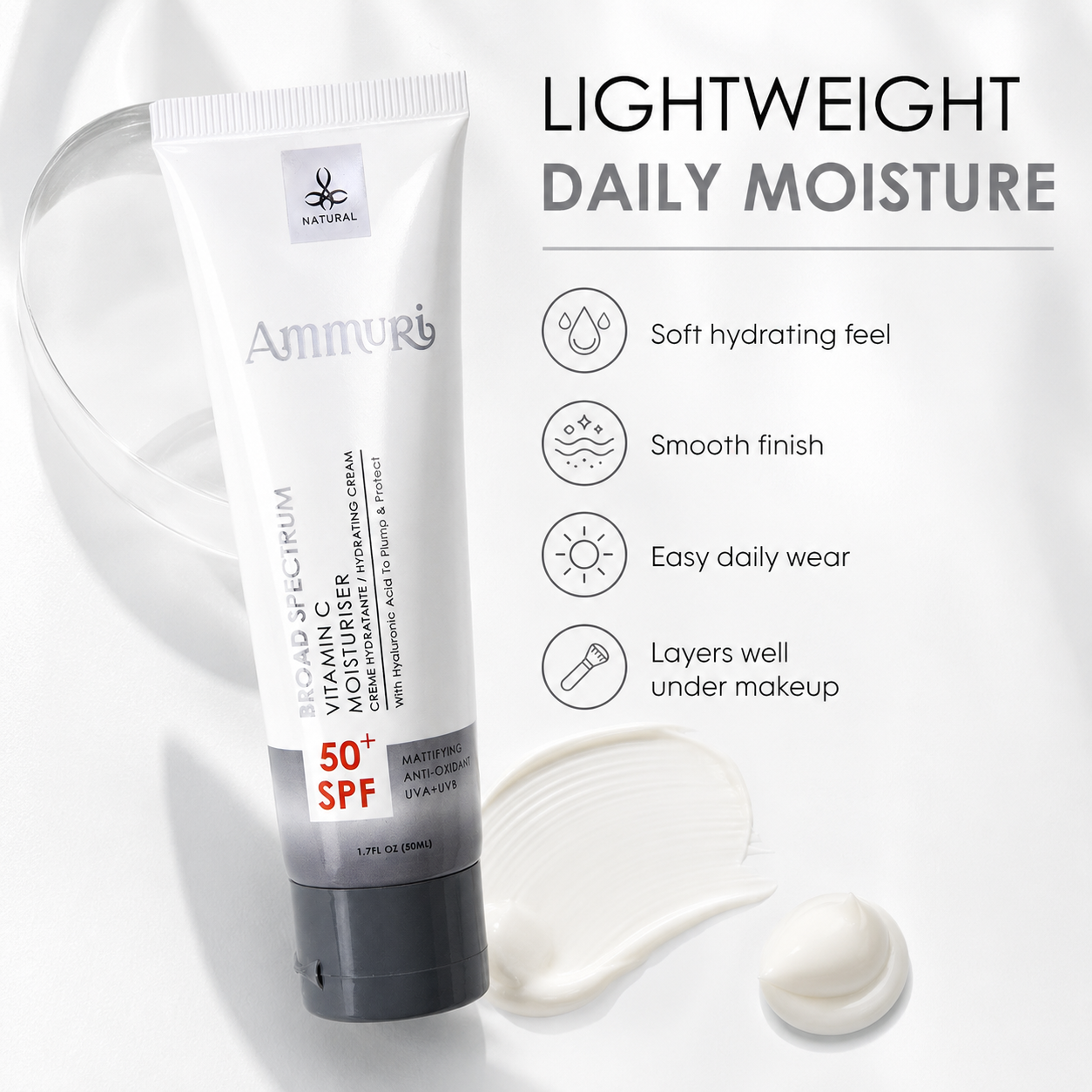 Ammuri Vitamin C Day Cream SPF50 - Brightening Moisturiser Sun Protection