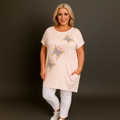 Sequin Butterfly Dipped Hem Top with Pockets