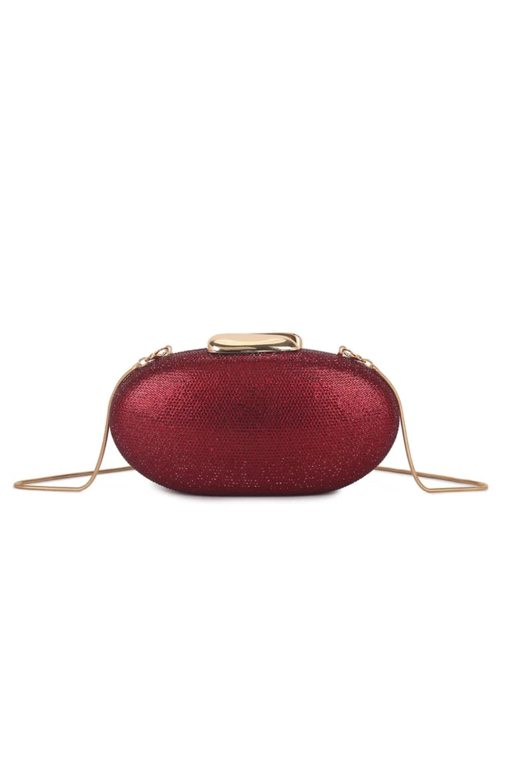 Cherry Red Glitter Oval Evening Clutch Bag
