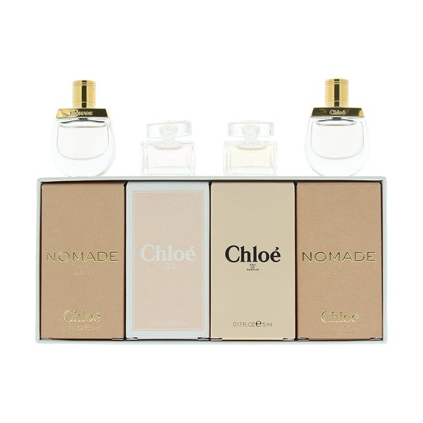 Chloé Le Parfums Gift Set 4 Pieces (This gift set contains:

2 x 5ml Nomade EDP
1 x 5ml Chloe EDP
1 x 5ml Chloe EDT)