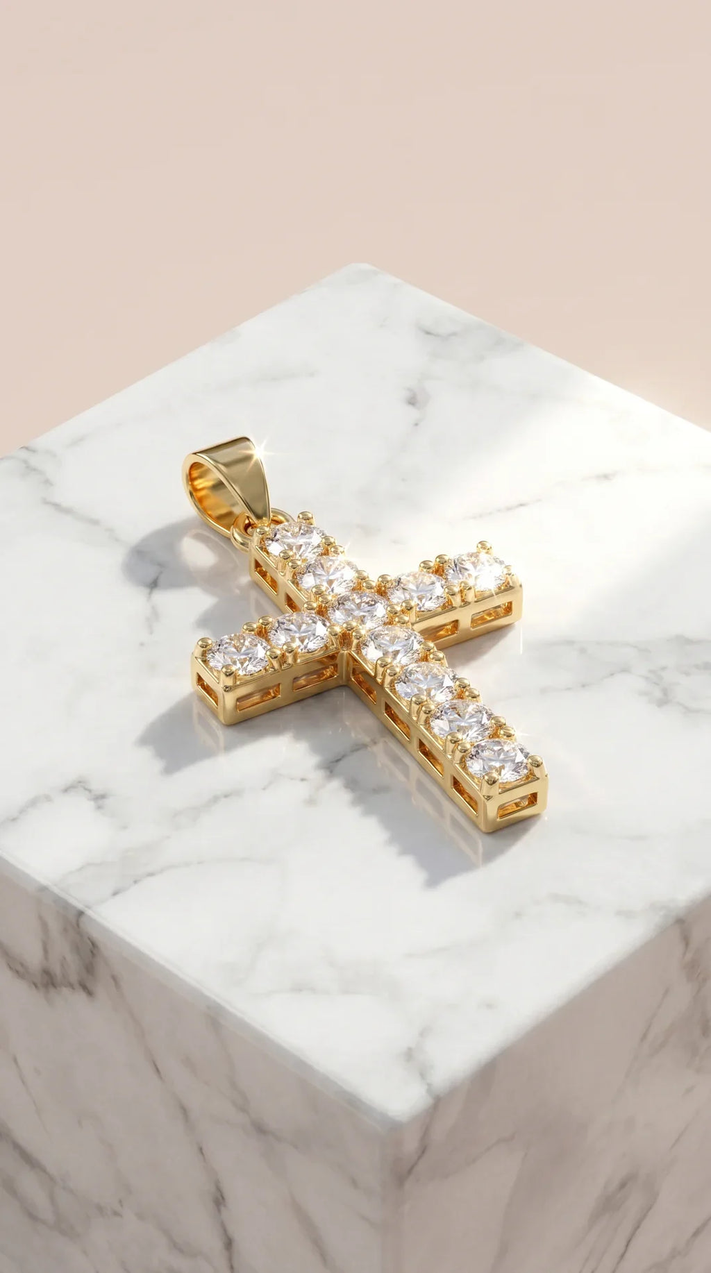 Gold Crystal Cross Symbolic Pendant Necklace