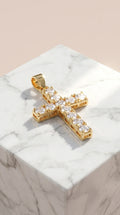 Gold Crystal Cross Symbolic Pendant Necklace