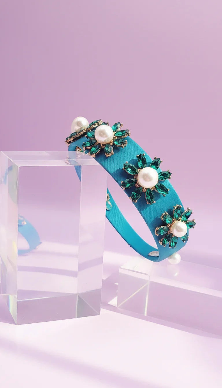 Women’s Jeweled Flower Statement Headband & Hair Band