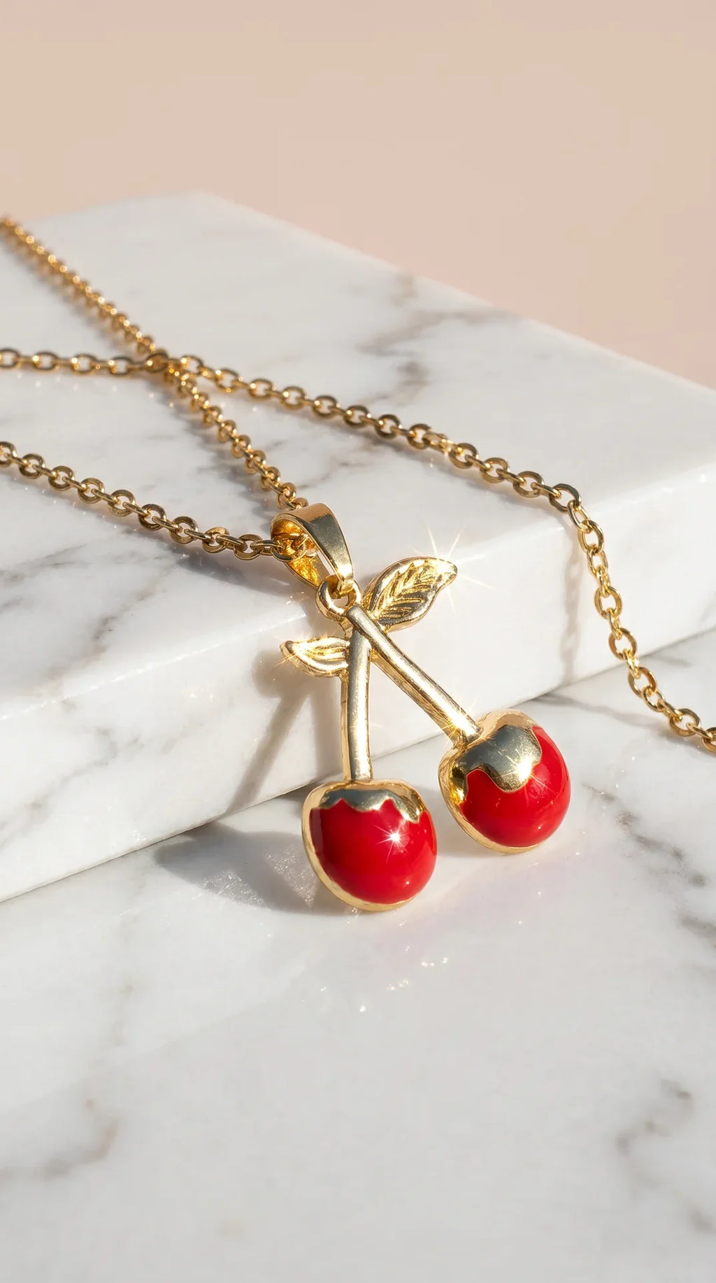Cherry Gold Plated Steel Pendant Necklace