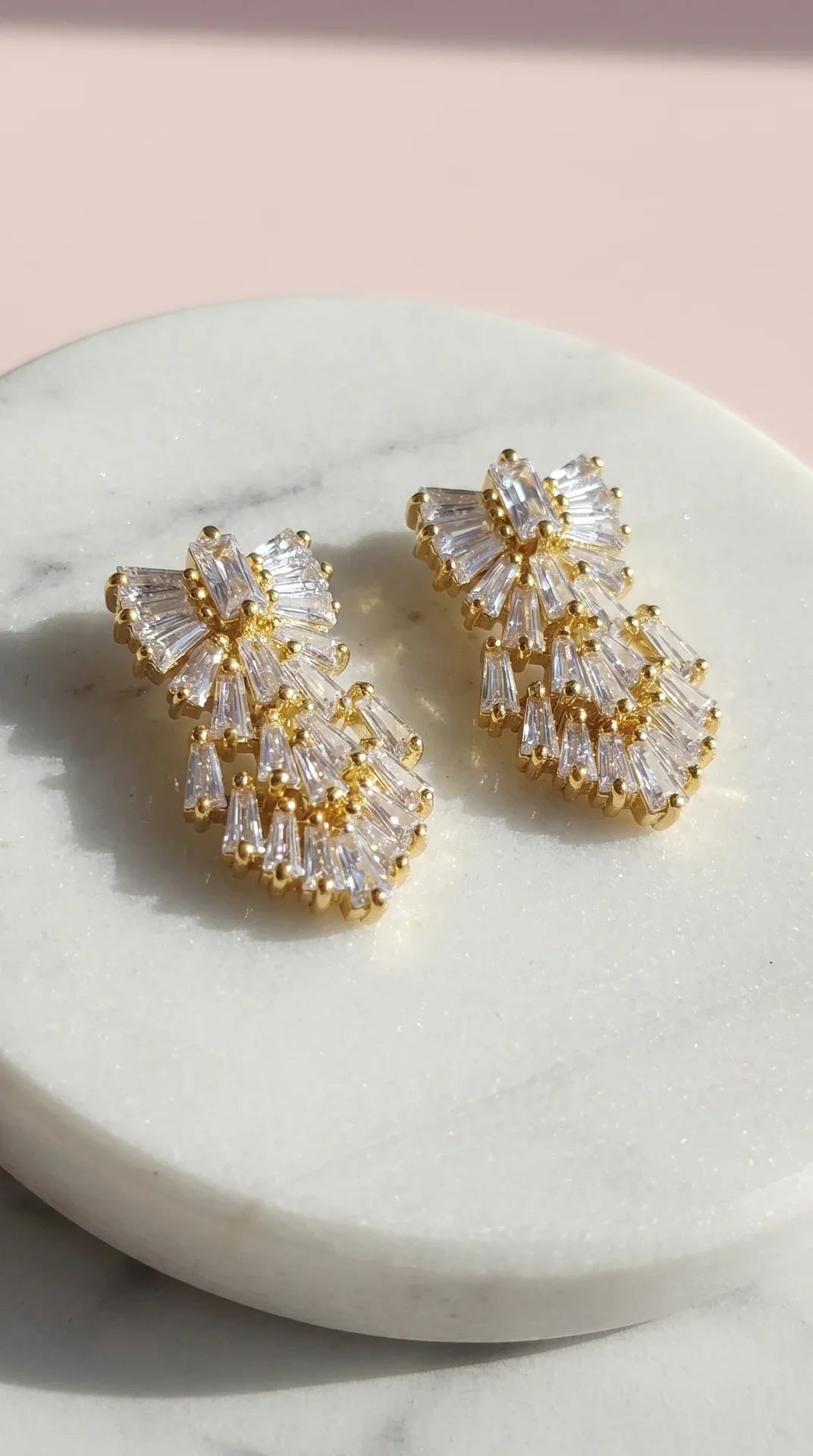 Bow Baguette Cut Crystal Drop & Dangle Earrings