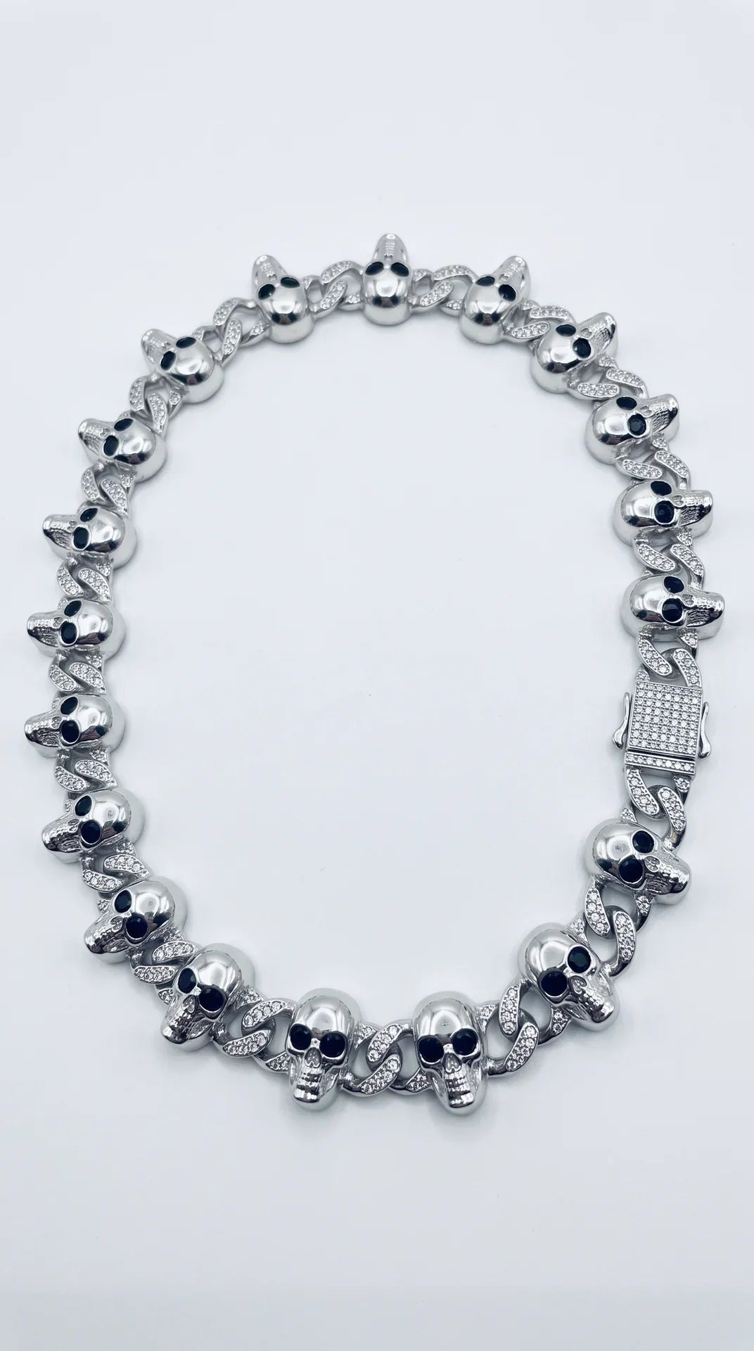 Skull Link Crystal Clasp Necklace
