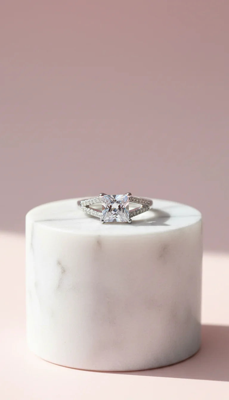 Square Cut Crystal Ring Box set of 12