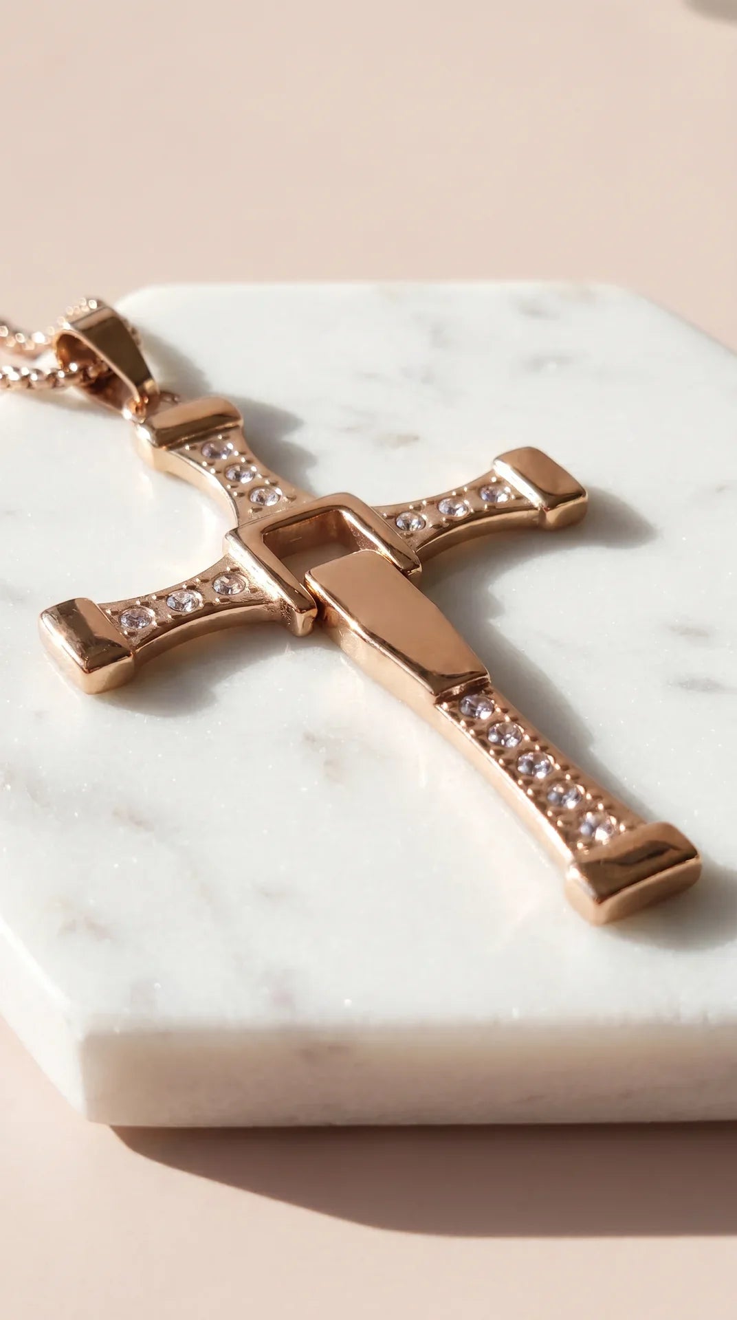 Hollow Crystal Cross Pendant Necklace