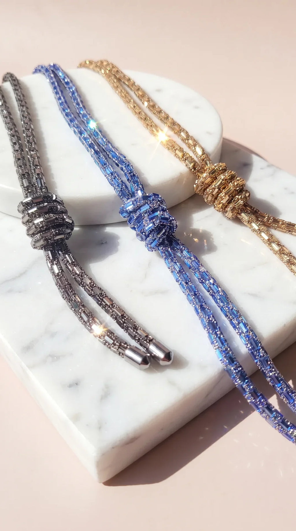 Crystal Knotted Long Statement Necklace