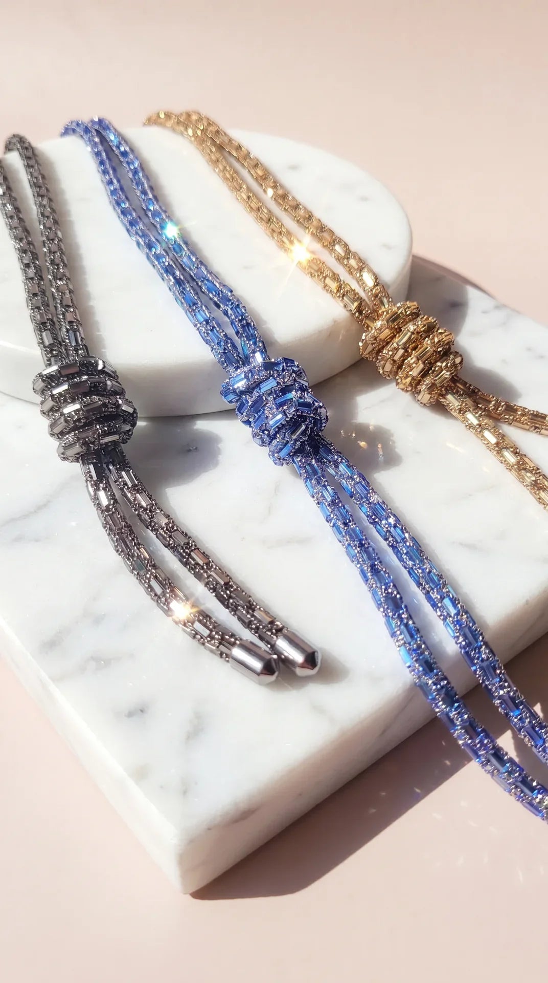 Crystal Knotted Long Statement Necklace