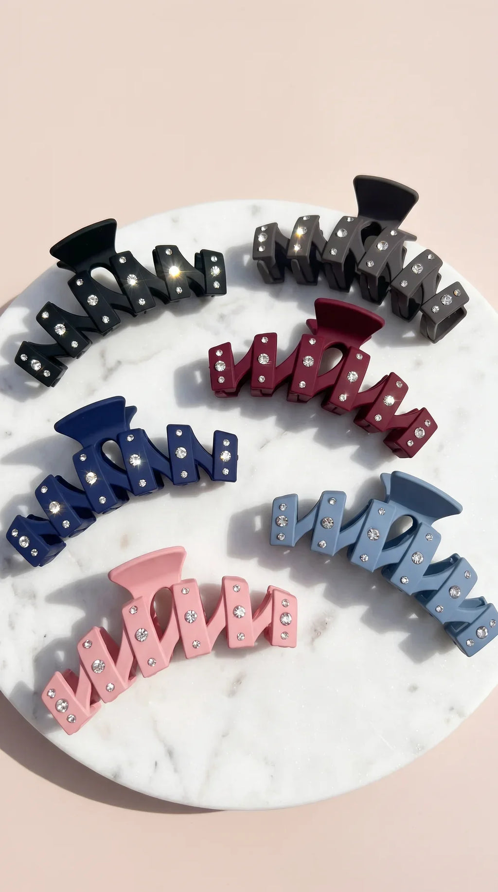 Pack of 12 Zig Zag Crystal Hair Claw Clamps