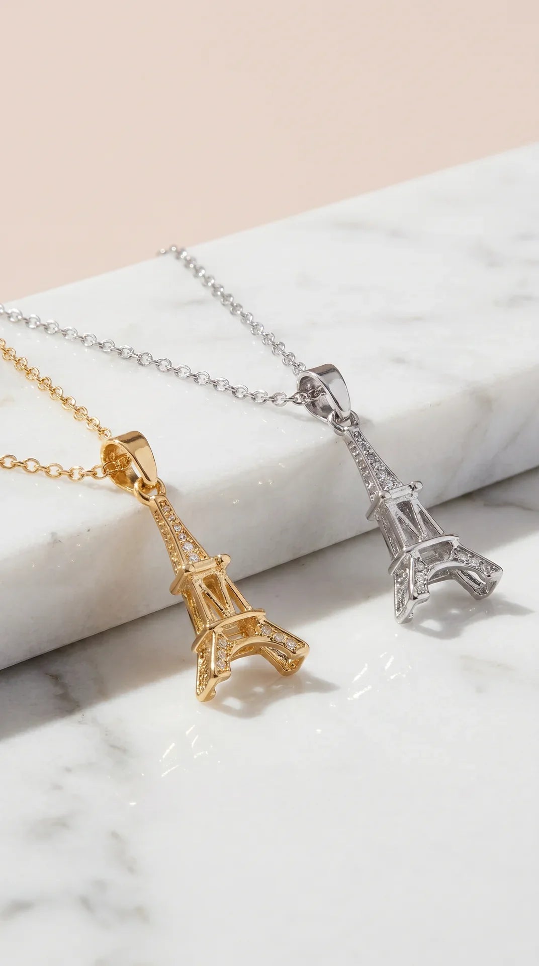 Eiffel Tower Crystal Pendant Necklace